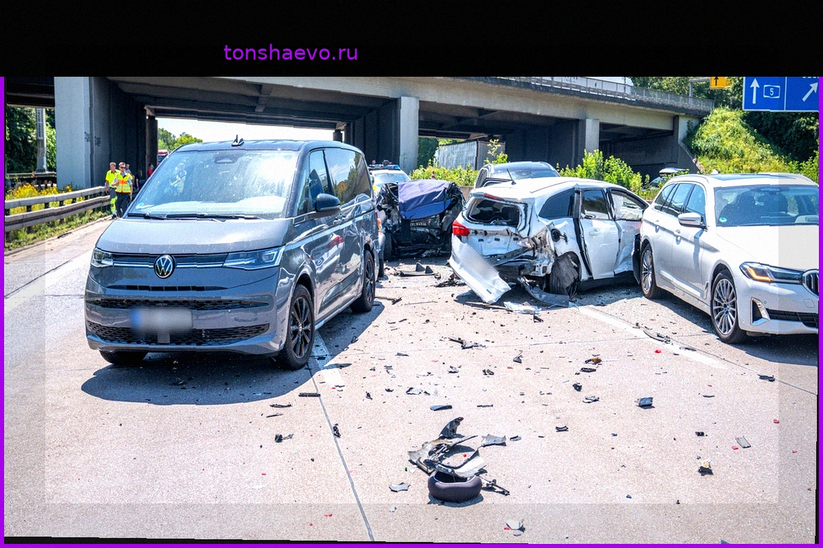 Крупное ДТП на трассе A5: двое погибших, семь автомобилей столкнулись